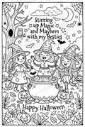 🎃 Stirring Up Magic and Mayhem with My Besties! 🧙♀️✨ Spooky Halloween Colouring in Sheetp